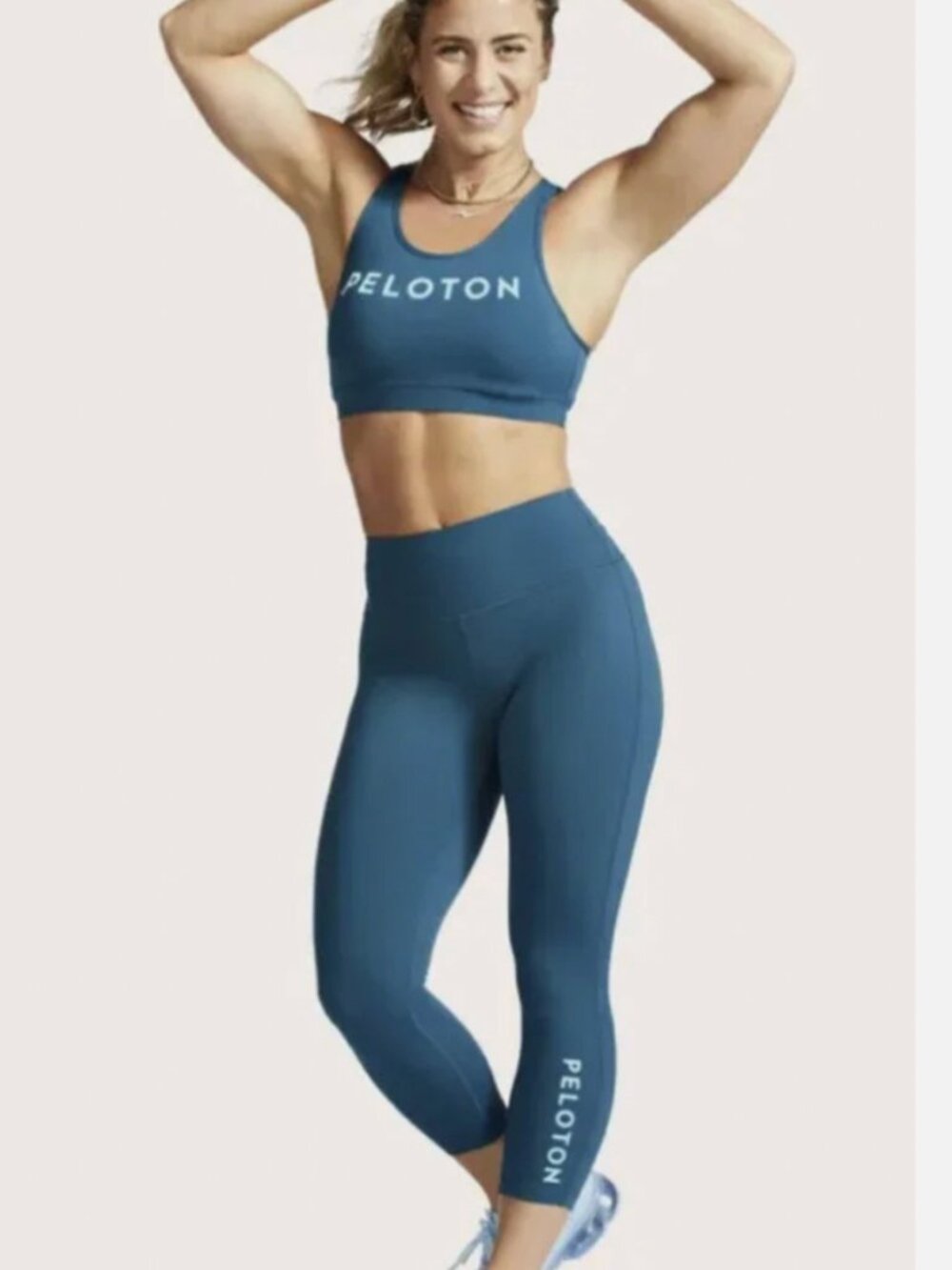 PELOTON Essential Capri Active Leggings Teal Green - Size Medium  EUC